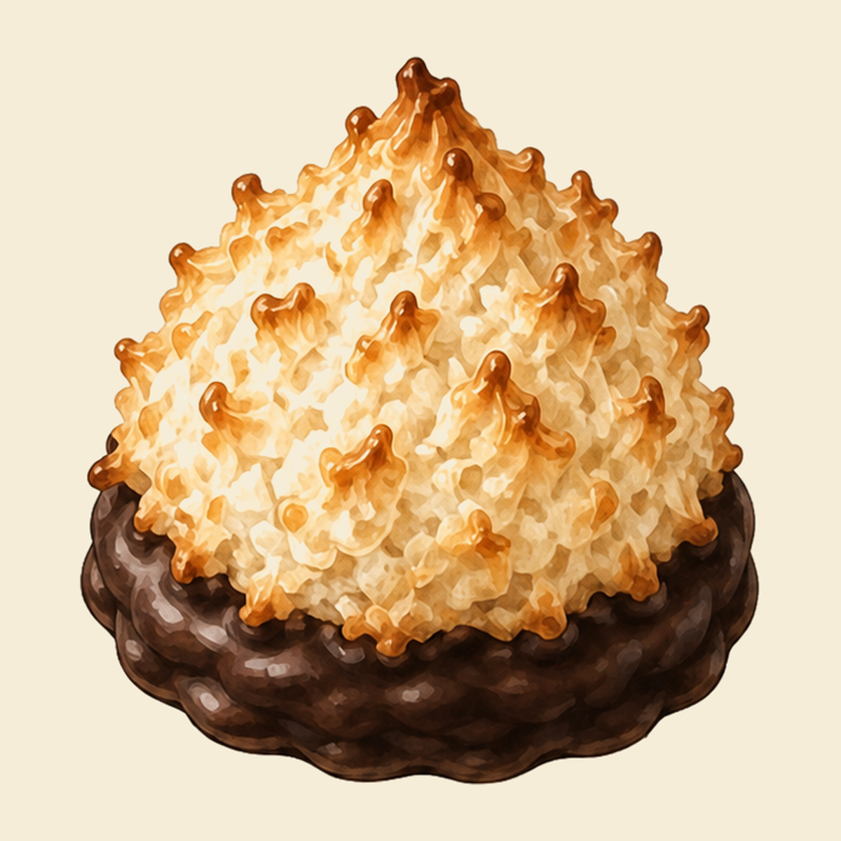 A Kokosbusserl, the Viennese coconut macaroon, dipped in dark chocolate at the base